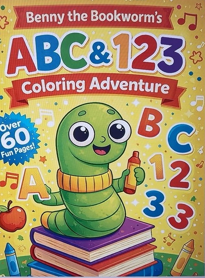 Benny the Bookworm’s ABC & 123 Coloring Adventure cover