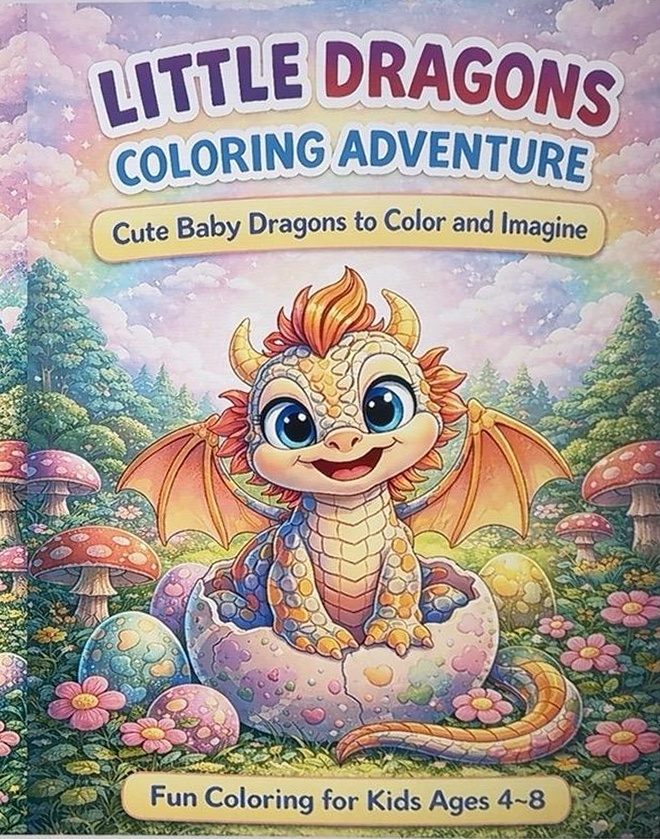 Little Dragons Coloring Adventure: Cute Baby Dragons to Color and Imagine cover