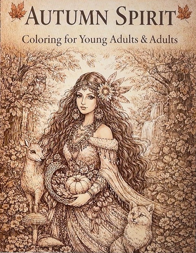 Autumn Spirit: A Coloring Book for Young Adults & Adults cover